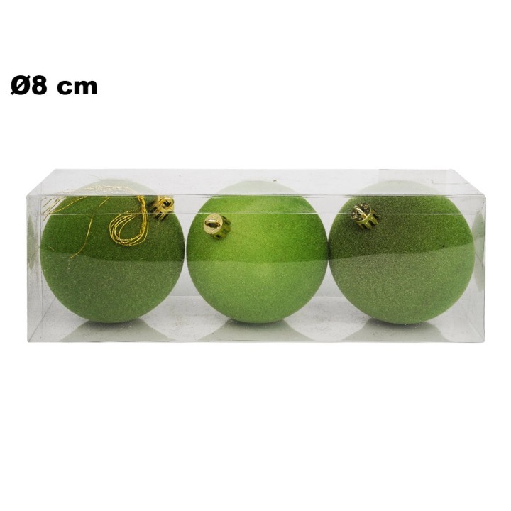 SET 3 SFERE VERDE IN PVC 8 CM