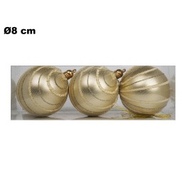 SET 3 SFERE LIGHT CHAMPAGNE IN PVC 8CM