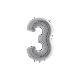 PALLONE MYLAR CM 102 NUMERO 3 ARGENTO