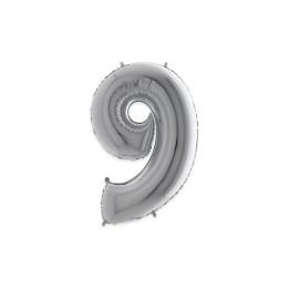 PALLONE MYLAR CM 102 NUMERO 9 ARGENTO