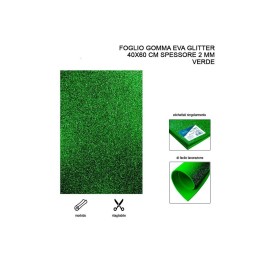 FOGLIO GOMMA EVA GLITTER 40X60 VERDE