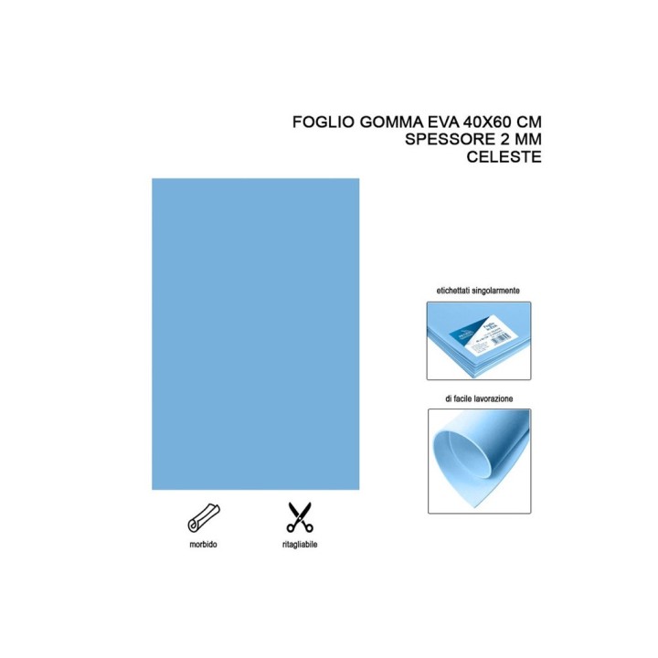 FOGLIO GOMMA EVA 40X60 CELESTE