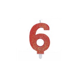 NUM. 6 DI CERA SWEETY ROSSO GLITTER
