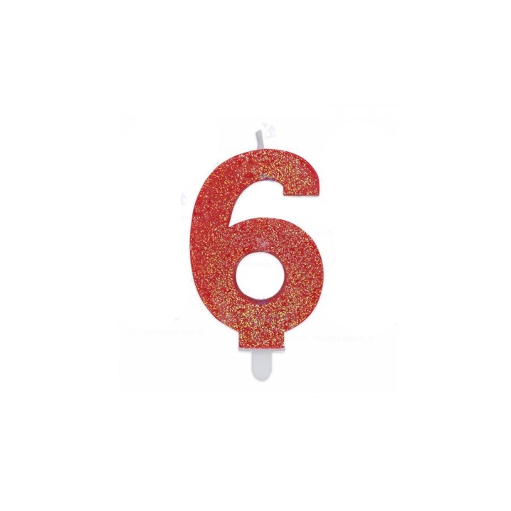 NUM. 6 DI CERA SWEETY ROSSO GLITTER