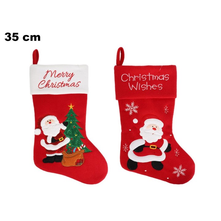 CALZA BABBO NATALE 35 CM 2 ASSORTITI