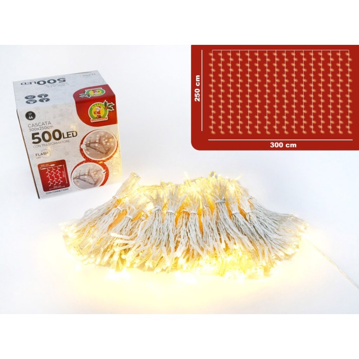 CASCATA 500 FLASH LED L/CALDA 300x250 CM