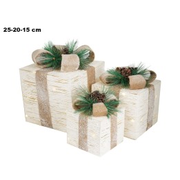 SET 3PZ PACCHI REGALO C/LED CM 15/20/25