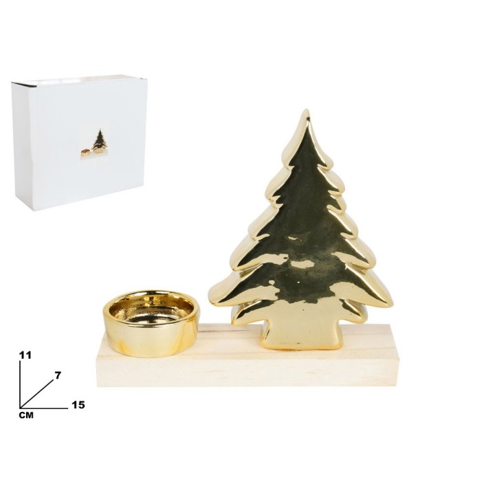 PORTACANDELA CON ALBERO ORO