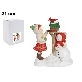 BAMBINA CON PUPAZZO DI NEVE CM 21
