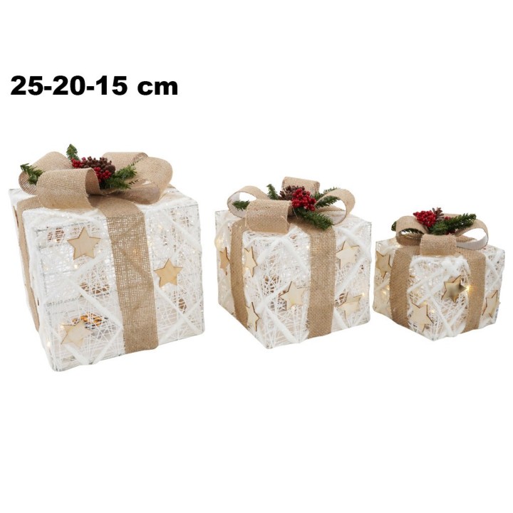 SET 3 PZ PACCHI ORO CON STELLE