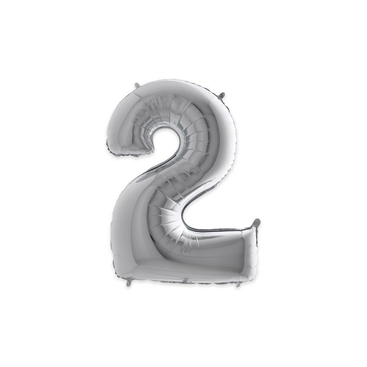 PALLONE MYLAR CM 102 NUMERO 2 ARGENTO