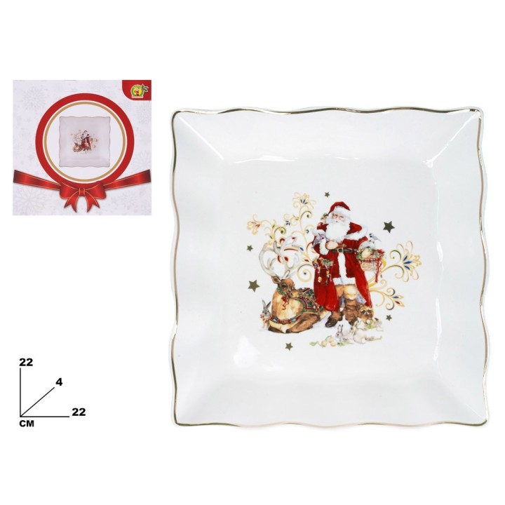 PIATTO QUADRATO DECORAT NATALIZIO 22CM