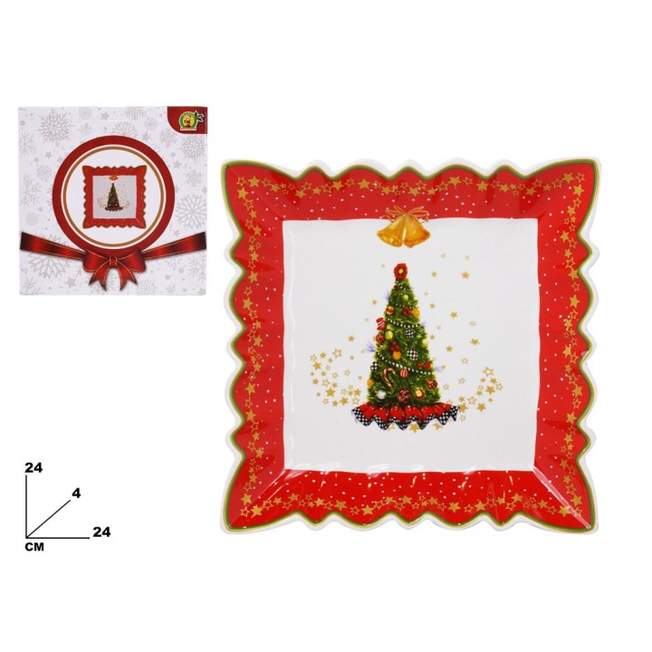 PIATTO QUADRATO DECORATIVO NATALIZIOCM24