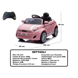 CAVALCABILE NUOVA FIAT 500 ROSA