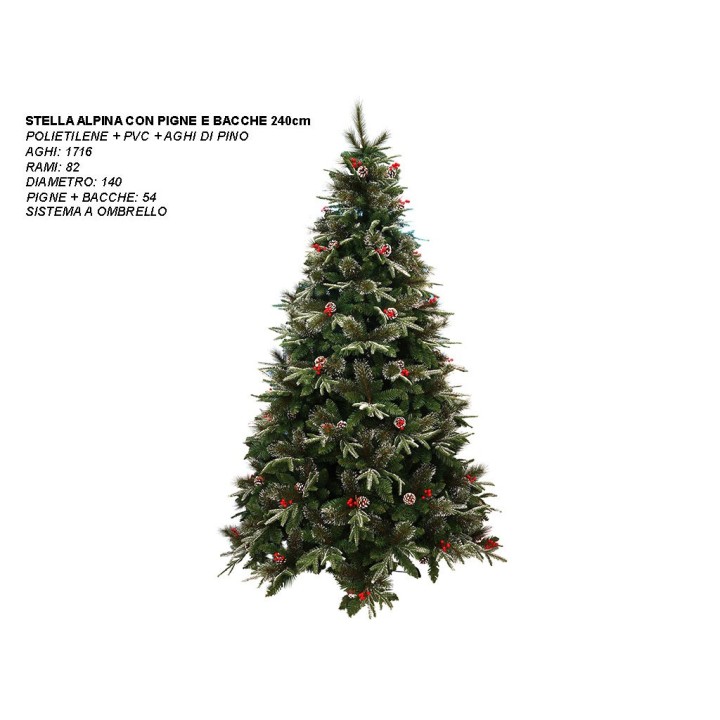 ALBERO STELLA ALPINA CM 240 PIGNE+BACCHE