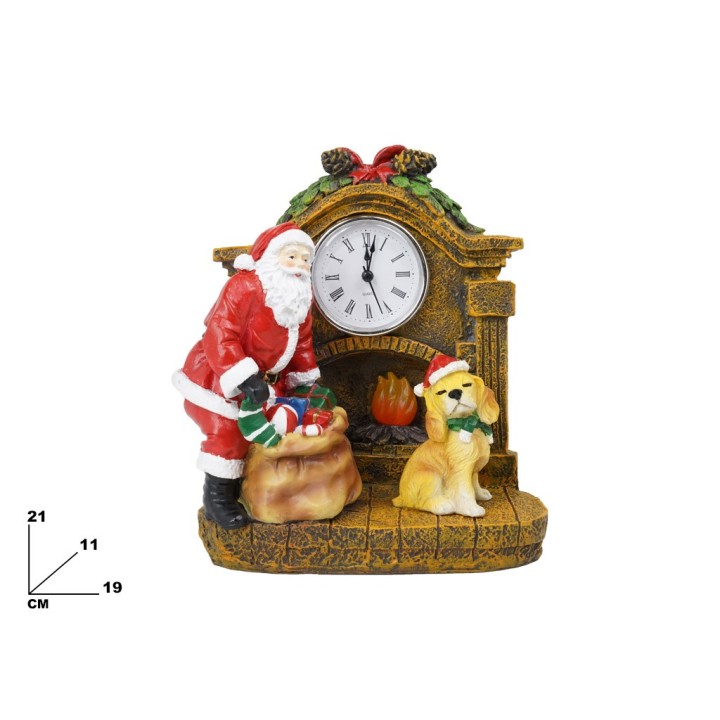 BABBO NATALE CON CAMINO, OROLOGIO
