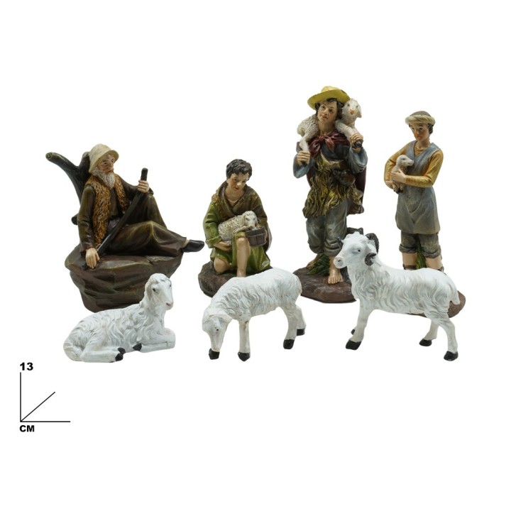 SET PASTORI E PECORE 7 PEZZI 13 CM