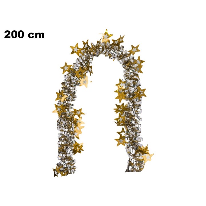 FESTONE ARGENTATO CON STELLINE ORO 2M