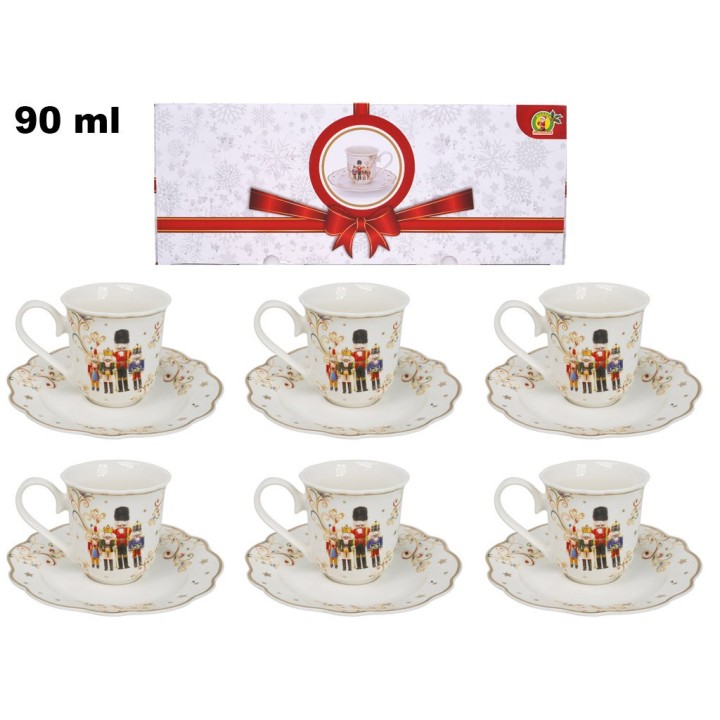 SET 6 TAZZINE CON 6 PIATTINI DECORATIVI