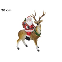 BABBO NATALE SU RENNA 30 CM