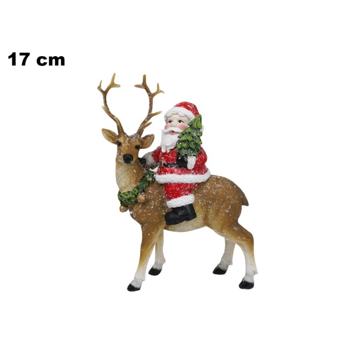 BABBO NATALE SU RENNA 17 CM