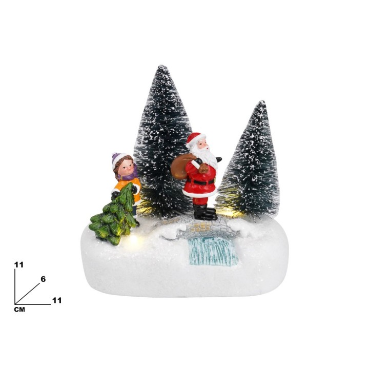 PAESAGGIO BABBO NATALE CON BIMBA 11 CM