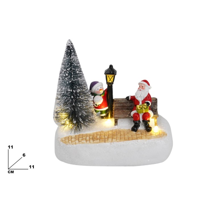 PAESAGGIO BABBO NATALE CON PUPAZZO DI