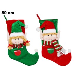 CALZA NATALIZIA 50 CM CON ELFO DUE ASST