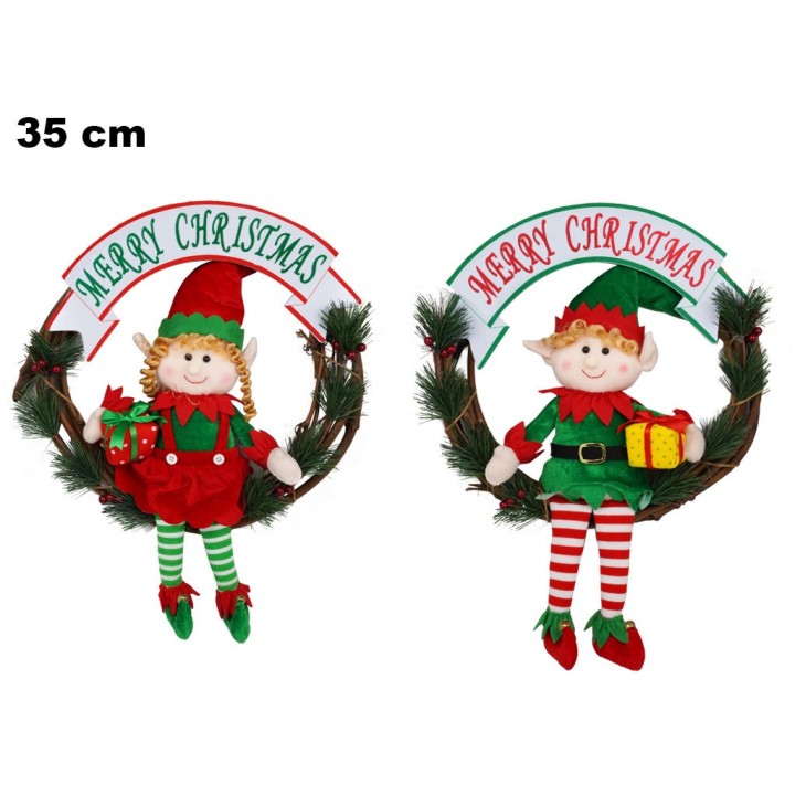 DIETROPORTA NATALIZIO 35 CM CON ELFO