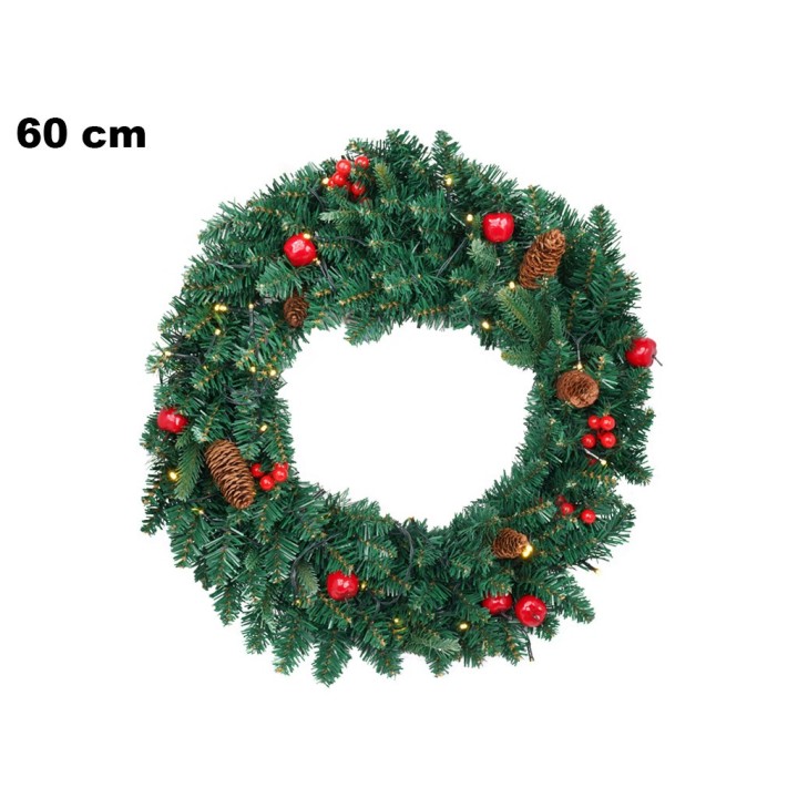 CORONA NATALIZIA 60 CM CON LUCI