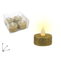 SET 4 CANDELE DORATE CON LED