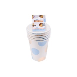 BICCHIERI A PALLINE ORO E BLU 9,5CM 6PZ