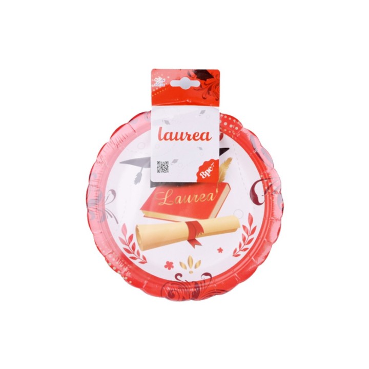 PIATTI LAUREA ROSSO 18CM 8PZ