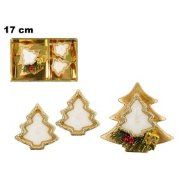 SET 3 CANDELE DORATE A FORMA DI ALBERO