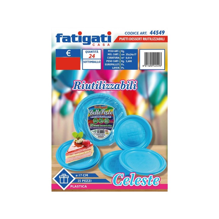 PIATTI DESSERT 25PZ CELESTE