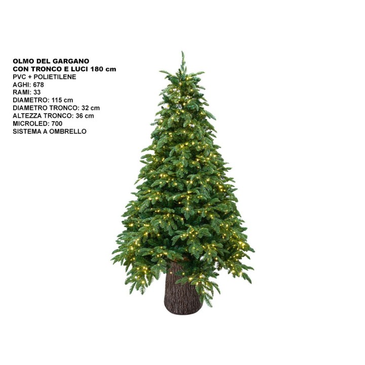 ALBERO OLMO DEL GARG. TRONCO+LUCI CM 180