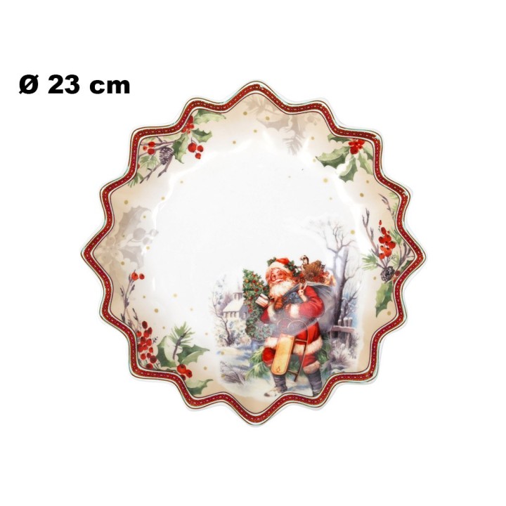 PIATTO POLIGONALE 23CM DECORATIVO NATALI