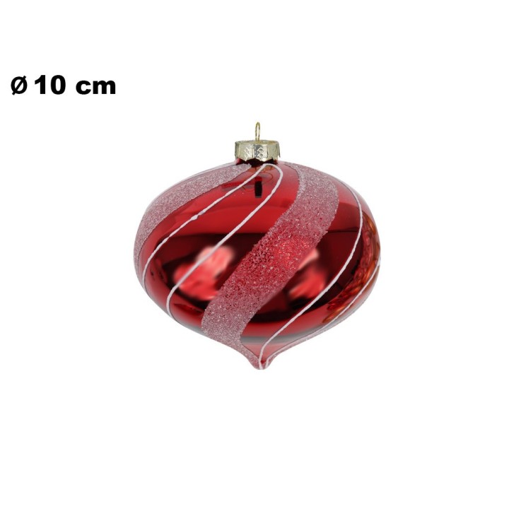SFERA NATALIZIA ROSSA E BIANCA 10 CM