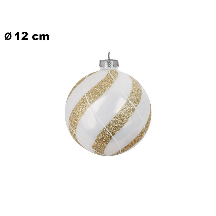SFERA NATALIZIA BIANCA E ORO 12 CM