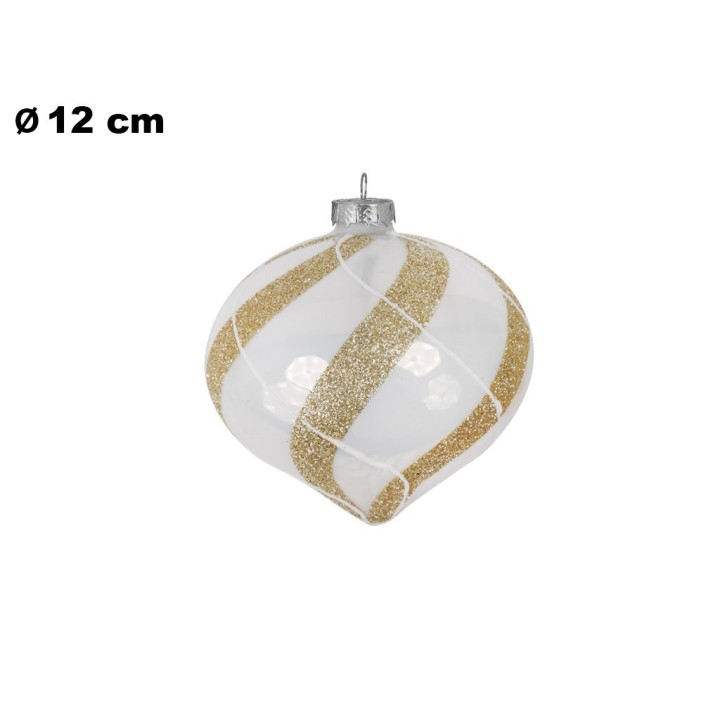 SFERA NATALIZIA BIANCA E ORO 12 CM