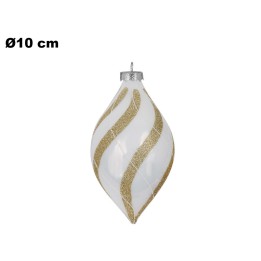 SFERA NATALIZIA BIANCA E ORO 10 CM