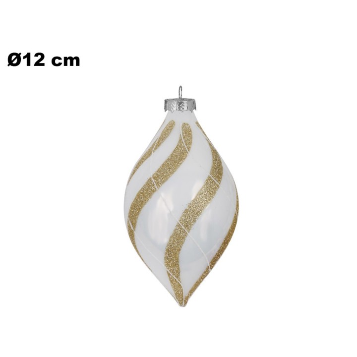 SFERA NATALIZIA BIANCA E ORO 12 CM