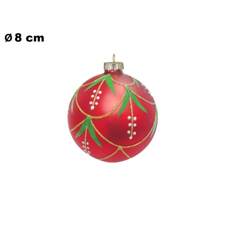 SFERA NATALIZIA ROSSA CON SPIGA CM 8