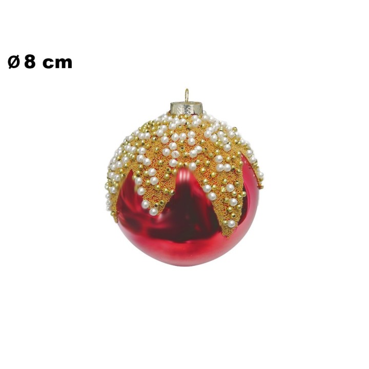 SFERA NATALIZIA ROSSA E ORO CM 8