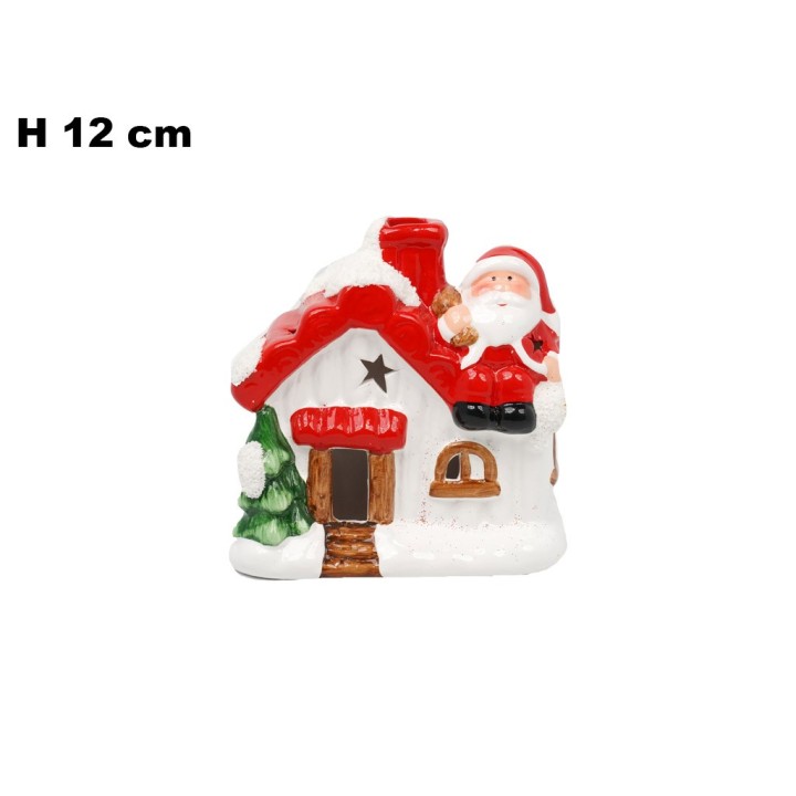 CASETTA BABBO NATALE CON LED 12 CM