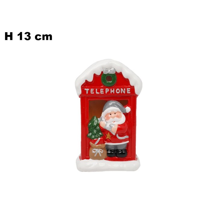 BABBO NATALE CON CABINA TELEFONICA E LED