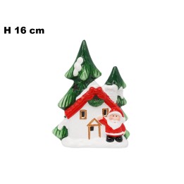 CASETTA BABBO NATALE CON LED 16 CM