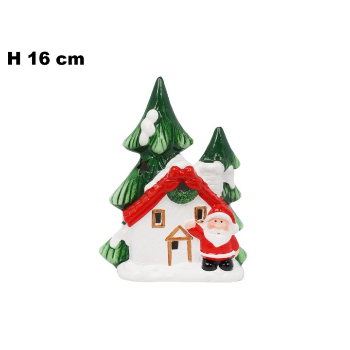 CASETTA BABBO NATALE CON LED 16 CM