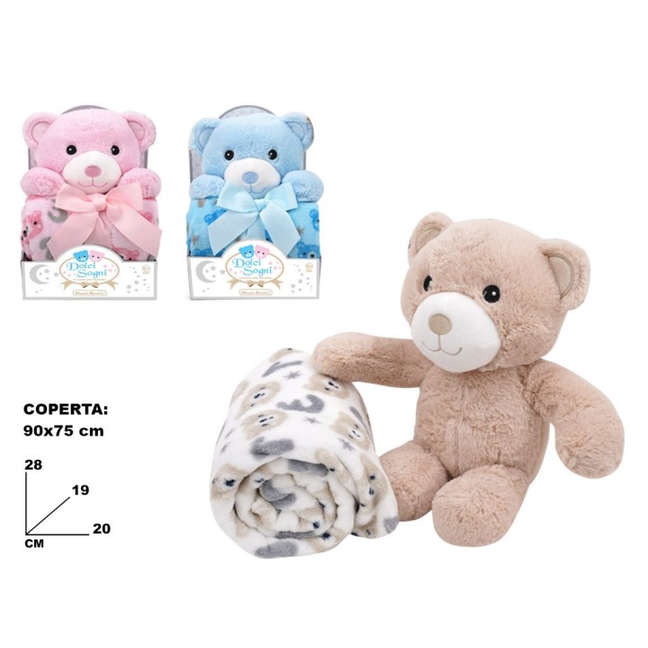 DOLCI SOGNI PELUCHE CON COPERTA 90X75 CM