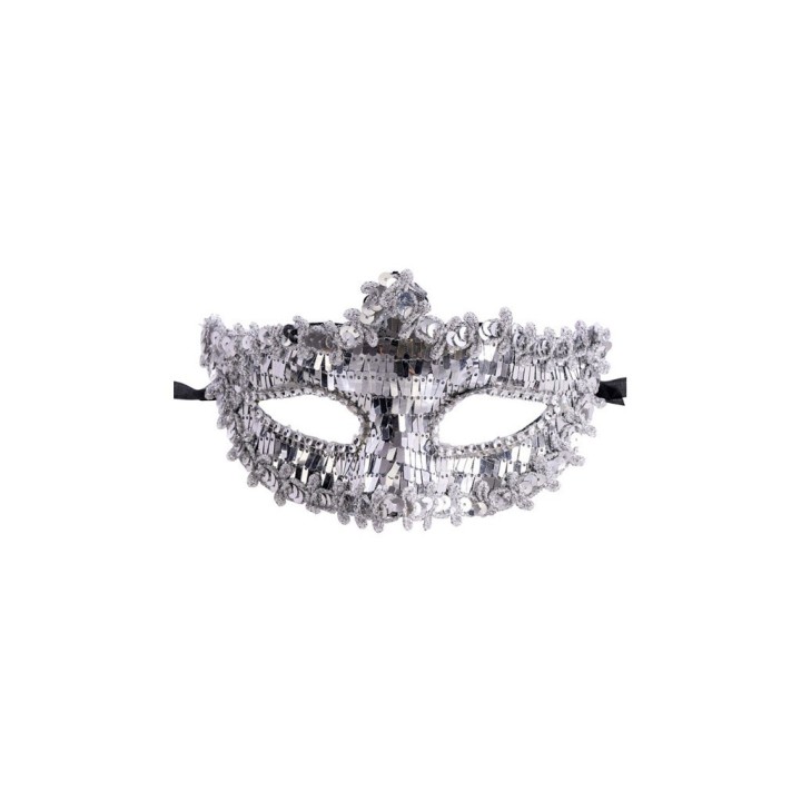 MASCHERA IN PLASTICA PAILLETTES ARGENTO
